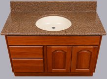 Custom Denyx vanity top with contrasting integral Denyx bowl