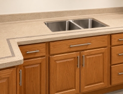 Denyx solid surface kitchen countertop with stainless stell double undermount sink