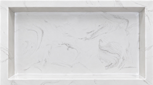 Cultured marble recessed shower shampoo alcove